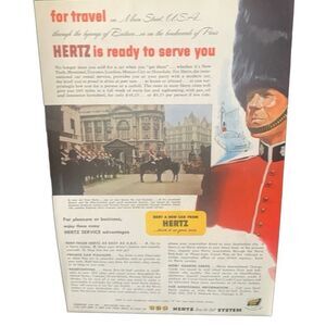 Vintage 1952 Hertz Rent a Car For Travel Ad Advertisement
